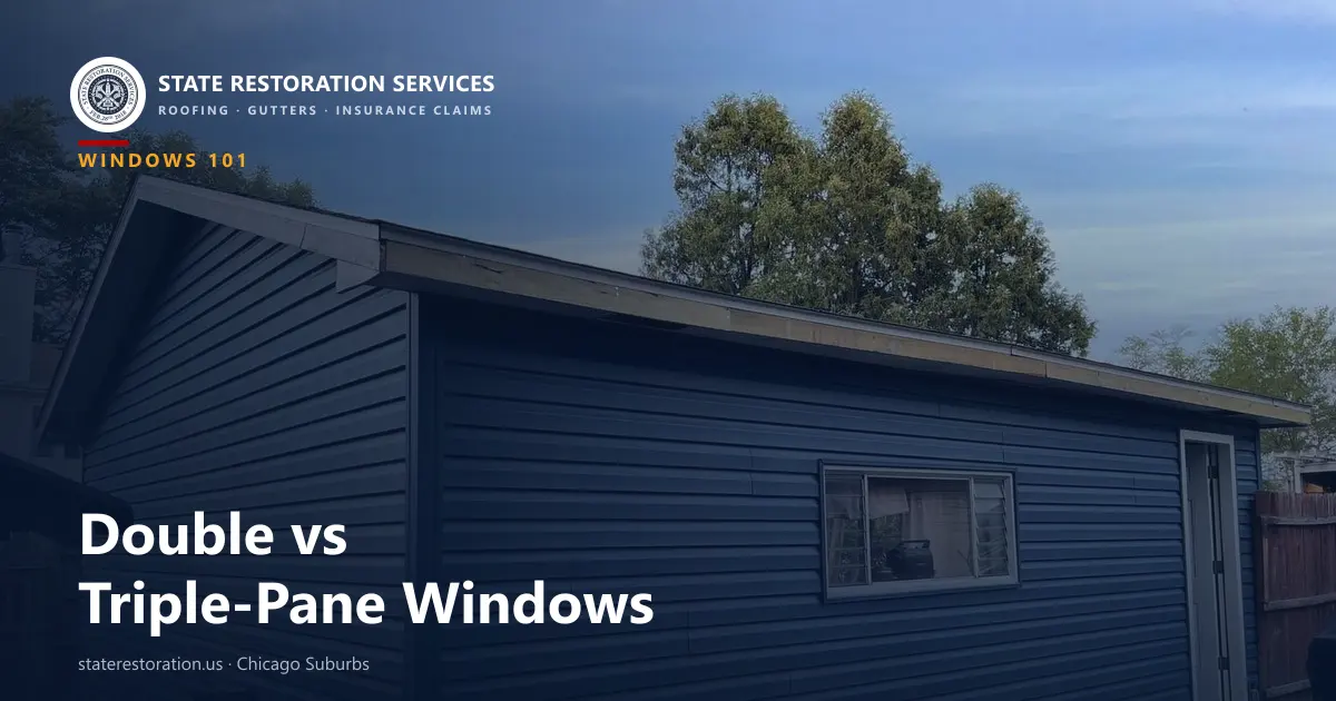 Vinyl replacement window installed in siding on a Chicago-area home