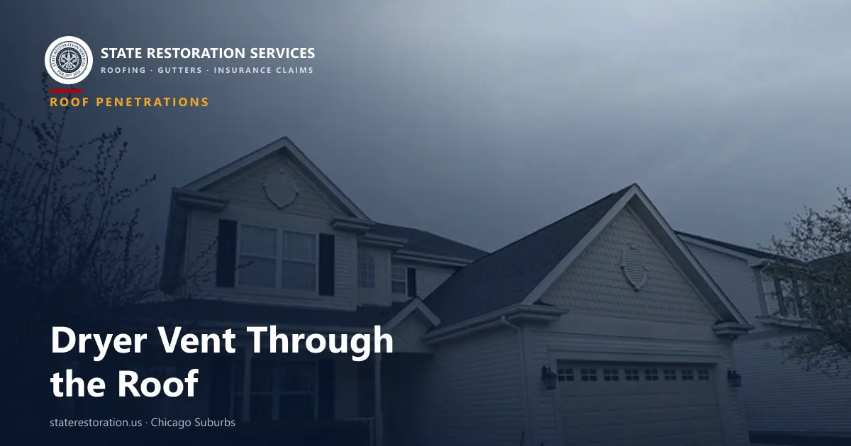 Suburban Chicago-area house with roof vents on the rear slope above the laundry room