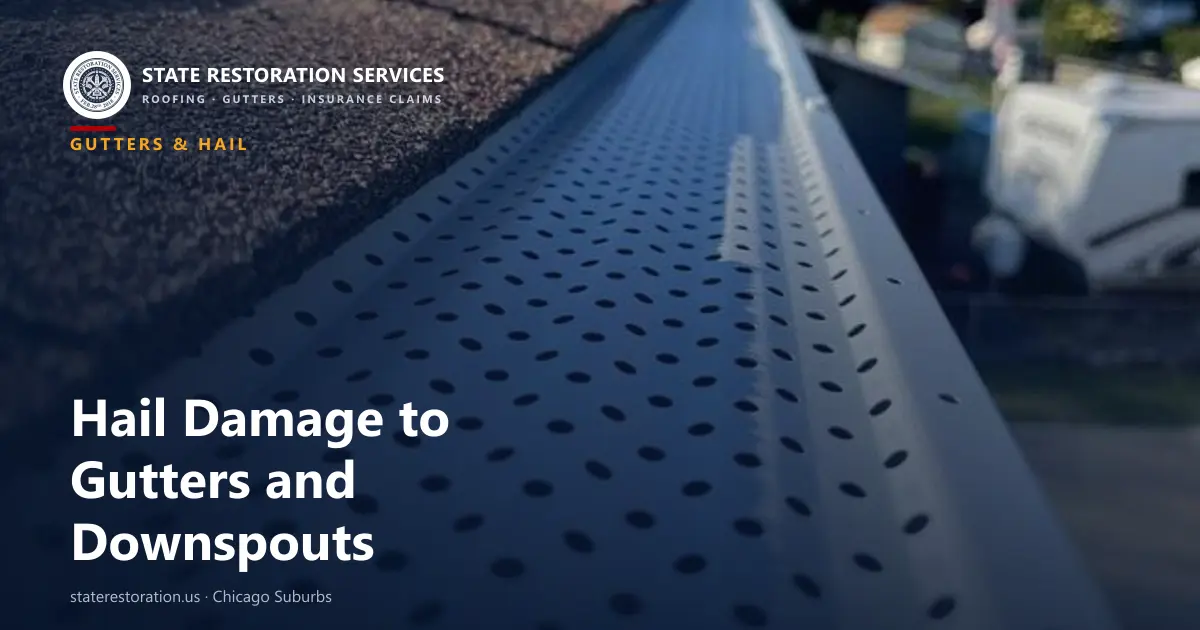 Seamless aluminum gutter with a perforated guard along a shingle roof edge in the Chicago suburbs