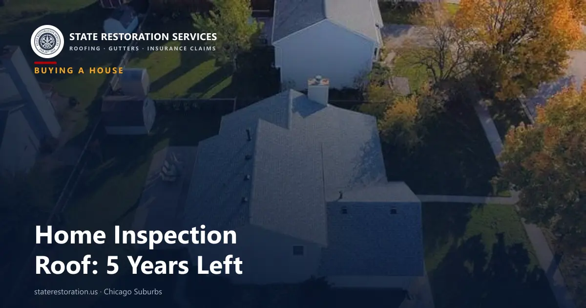 Aerial view of a completed asphalt shingle roof on a Chicago-suburb home being assessed after a home inspection