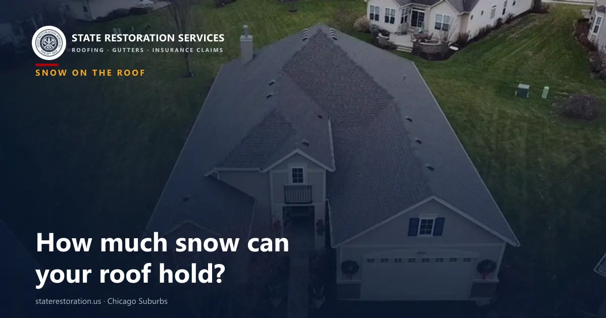 Aerial view of a gray shingle roof on a two-story house with a front gable, lawn and neighboring homes
