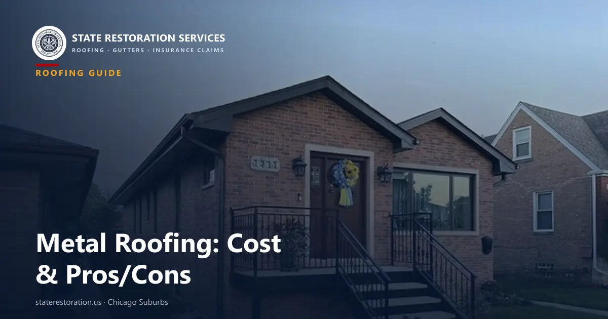 Standing-seam metal roof installed on a home in the Chicago suburbs