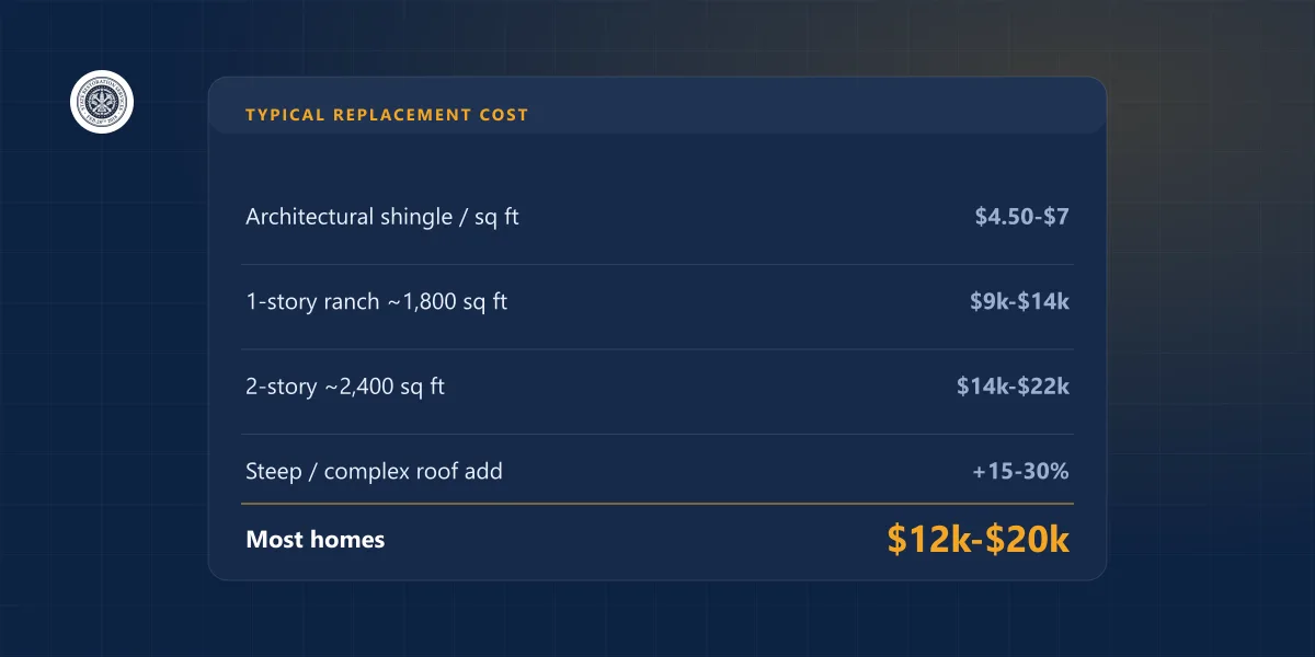 Cost breakdown of a Chicago roof replacement: tear-off, materials, labor, and permits