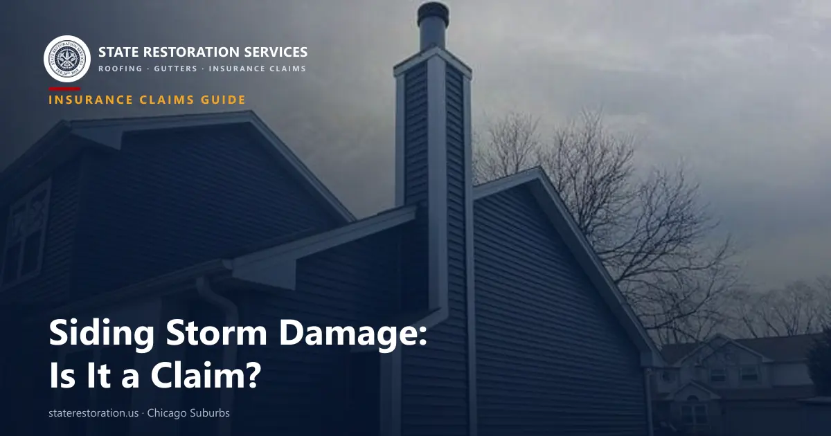 Storm clouds over a house with vinyl siding, illustrating when siding storm damage becomes an insurance claim
