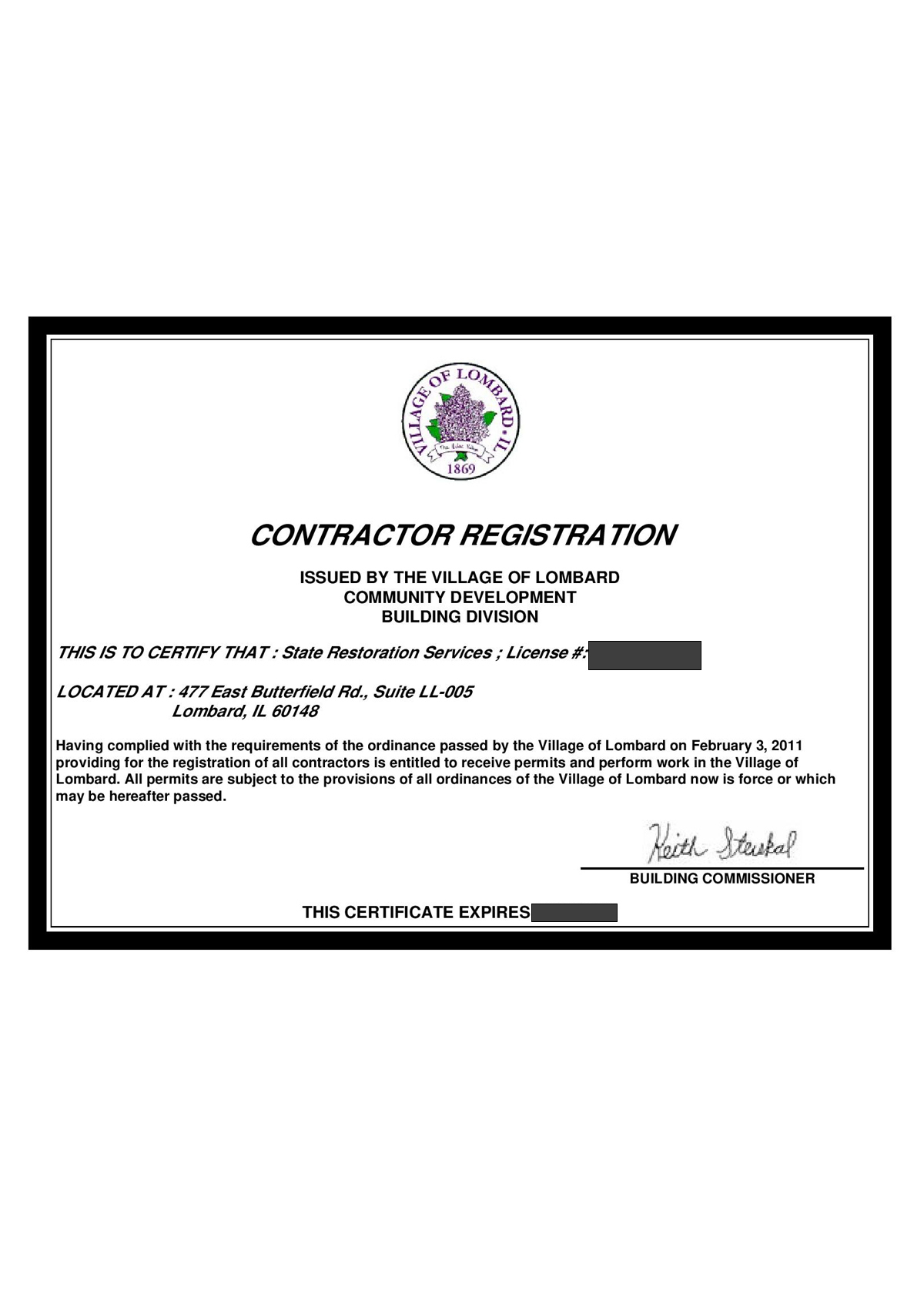 Lombard Contractor Registration